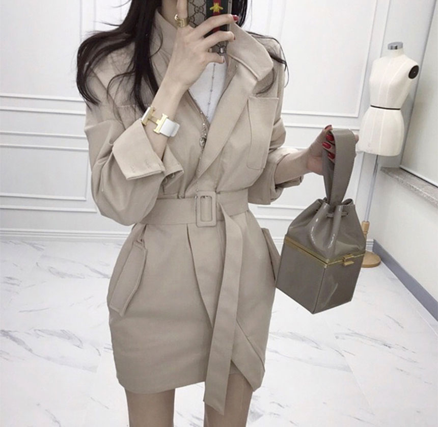 데일리 벨트 집업 야상 자켓 원피스 