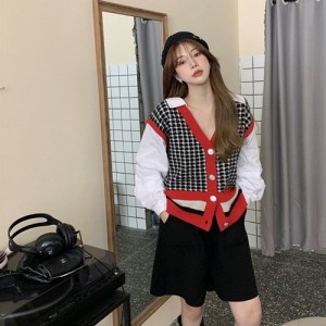 <b>루즈핏 브이넥 배색 셔츠 가디건</b>