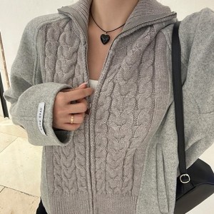 <b>투웨이 핸드메이드 하이넥 니트 가디건 자켓</b>