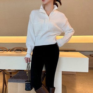 <b>폭닥 반집업 폴라 크롭 니트 스웨트</b>