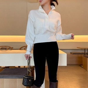 <b>폭닥 반집업 폴라 크롭 니트 스웨트</b>