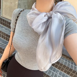 <b>리본 스카프 타이 반팔 블라우스 니트</b>